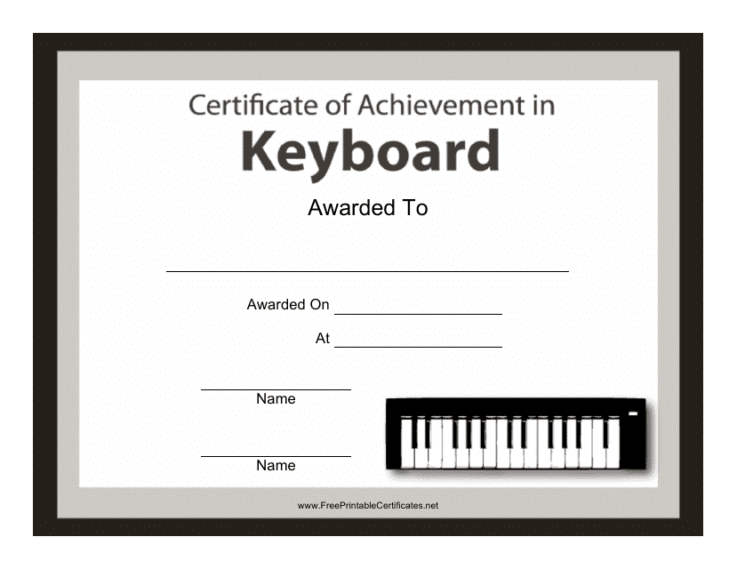Keyboard Certificate of Achievement Template Download Pdf