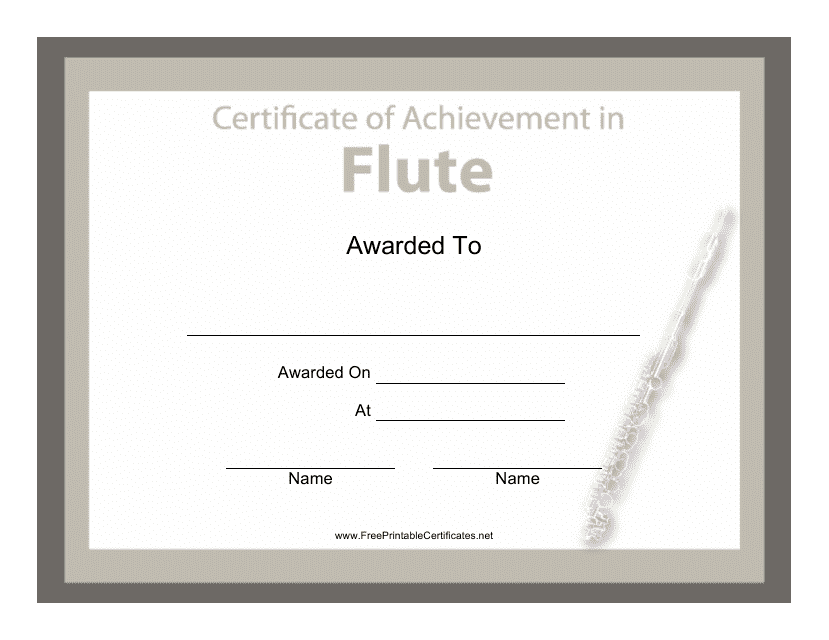 Certificate of Achievement in Flute Template Download Pdf