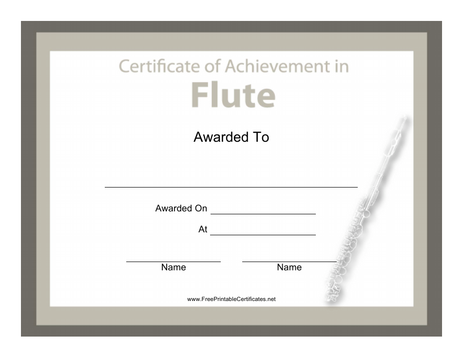 Certificate of Achievement in Flute Template, Page 1