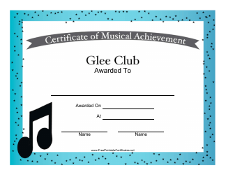 &quot;Glee Club Musical Achievement Certificate Template&quot;