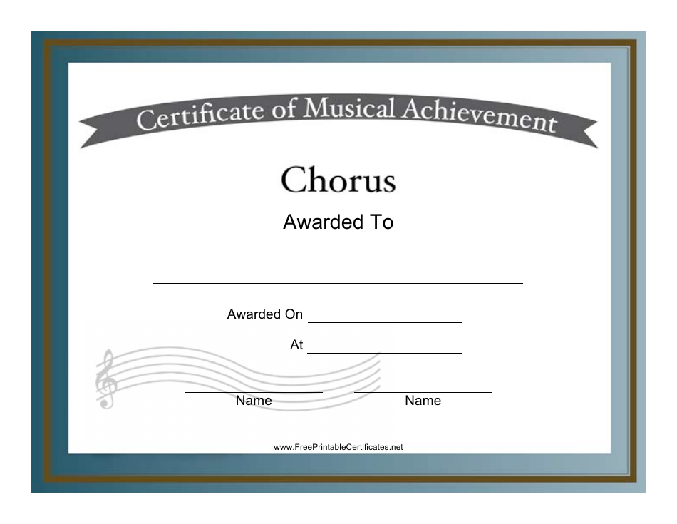 Chorus Awards Certificate Template - Customizable Design