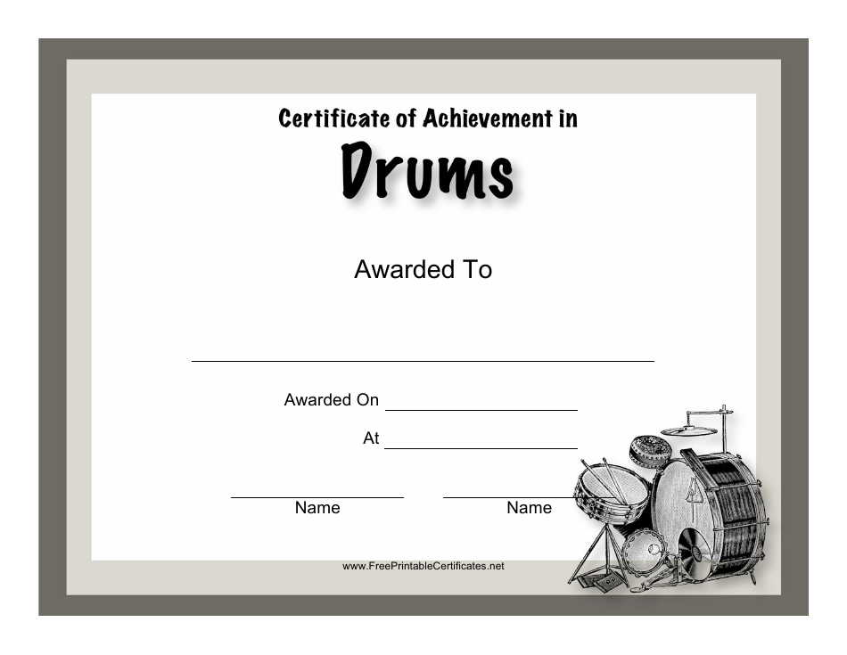 Drums Award Certificate Template - Preview Image