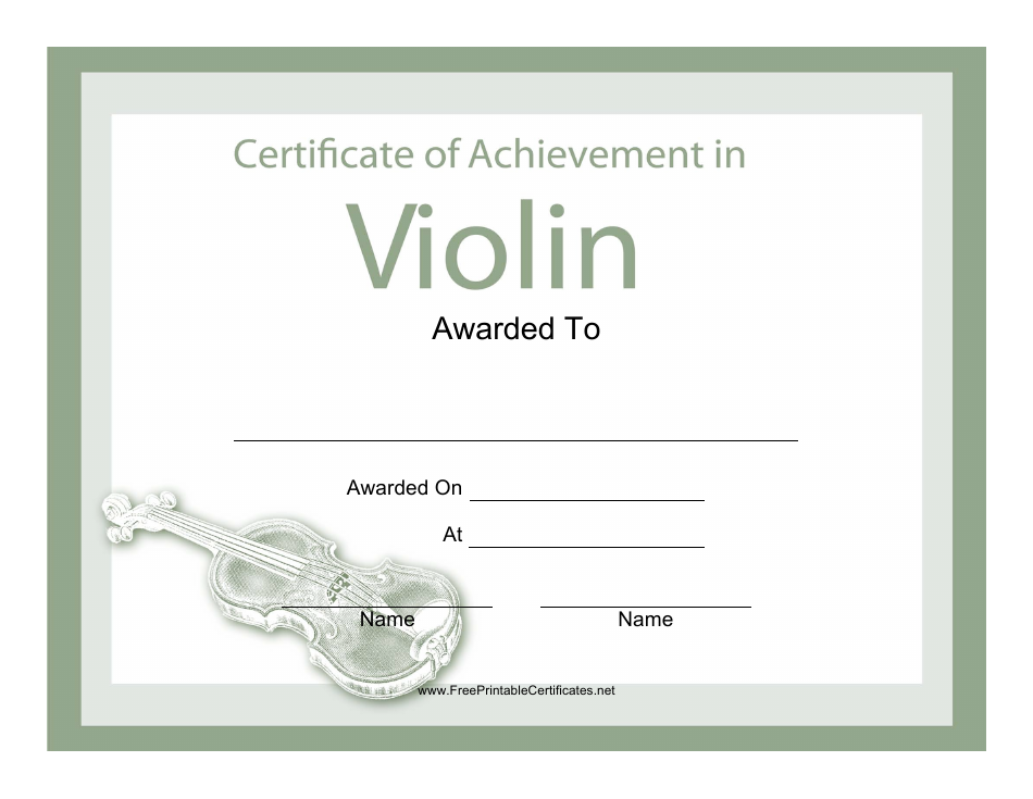 Elegant Violin Certificate of Achievement Template