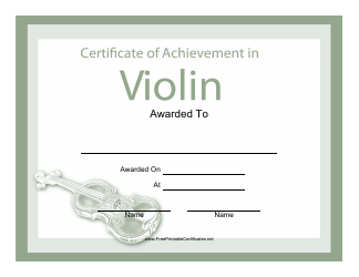 &quot;Violin Certificate of Achievement Template&quot;