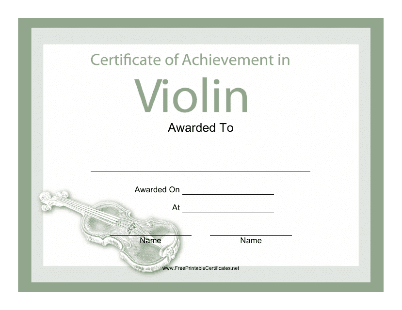 Elegant Violin Certificate of Achievement Template