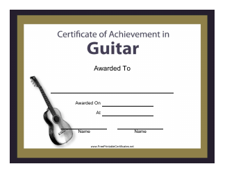 Document preview: Guitar Certificate of Achievement Template