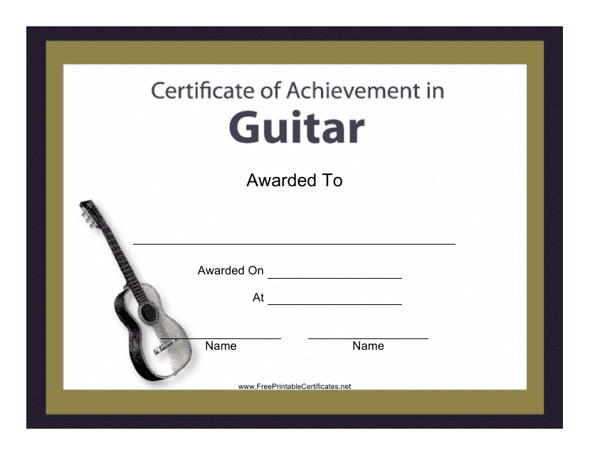 Guitar Certificate of Achievement Template