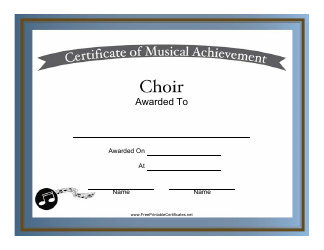 Document preview: Choir Certificate of Achievement Template