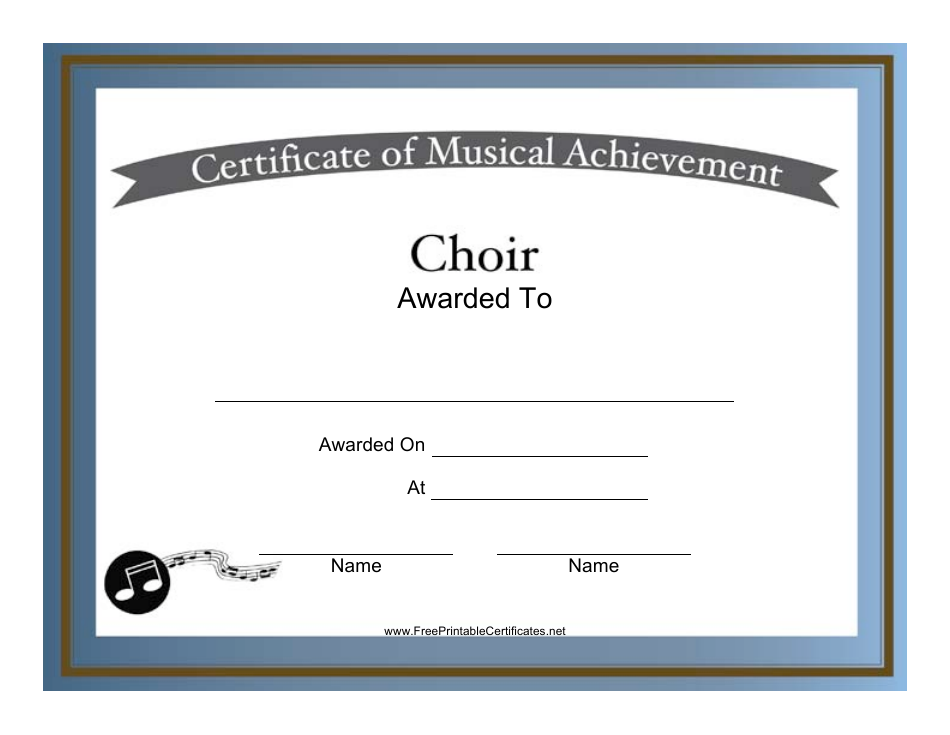 Choir Certificate of Achievement template preview