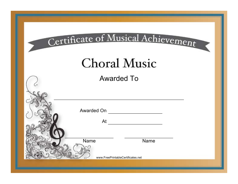 Choral Music Certificate of Achievement Template