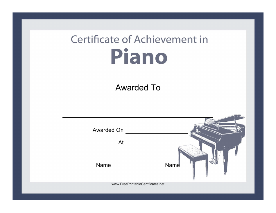 Piano Certificate of Achievement Template Download Printable PDF
