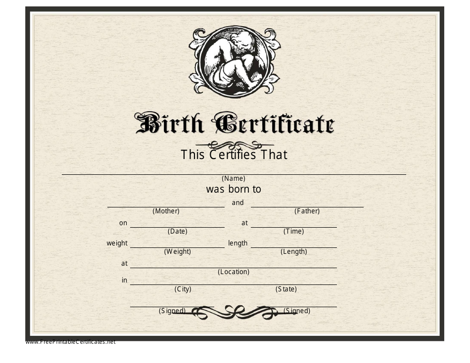 Victorian-Styled Birth Certificate Template - download preview