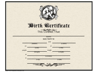 Document preview: Victorian-Styled Birth Certificate Template