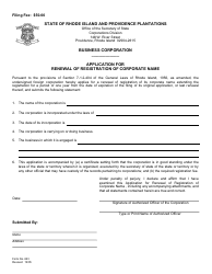 Form 623 Application for Renewal of Registration of Corporate Name - Rhode Island, Page 2
