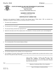 Form 113 Business Corporation Certificate of Correction - Rhode Island, Page 2