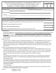 Document preview: Application for Automatic Extension of Time to File City of Covington Annual Occupational Fee & Business License Renewal Return Form Ol-3 - City of Covington, Kentucky