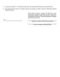 Form 109 Statement of Revocation of Voluntary Dissolution Proceedings by Written Consent of Shareholders - Rhode Island, Page 3