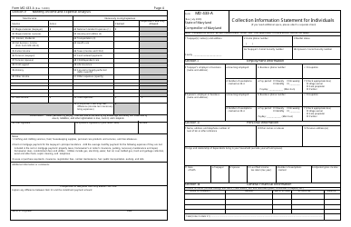 Form MD433-A &quot;Collection Information Statement for Individuals&quot; - Maryland
