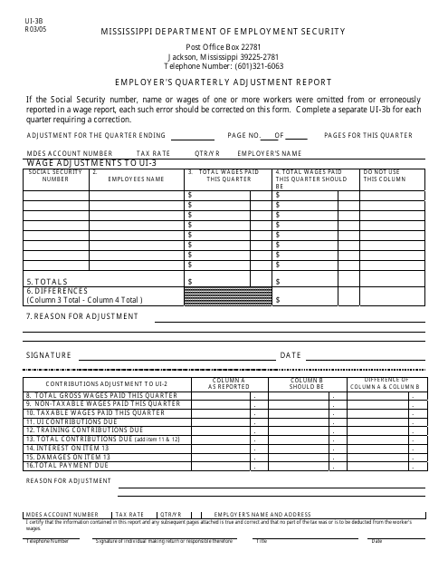 Form UI-3B  Printable Pdf