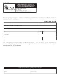 Document preview: Form R-1356 Sales Tax Exemption Certificate for Purchases by the Federal Government Authorized by the U.S. Constitution - Louisiana