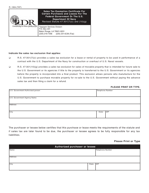 Form R-1304  Printable Pdf