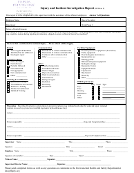 &quot;Injury and Incident Investigation Report Template - Florida Polytechnic University&quot;
