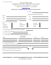 Document preview: Form TX-13 Employer Termination of Registration Report - Rhode Island