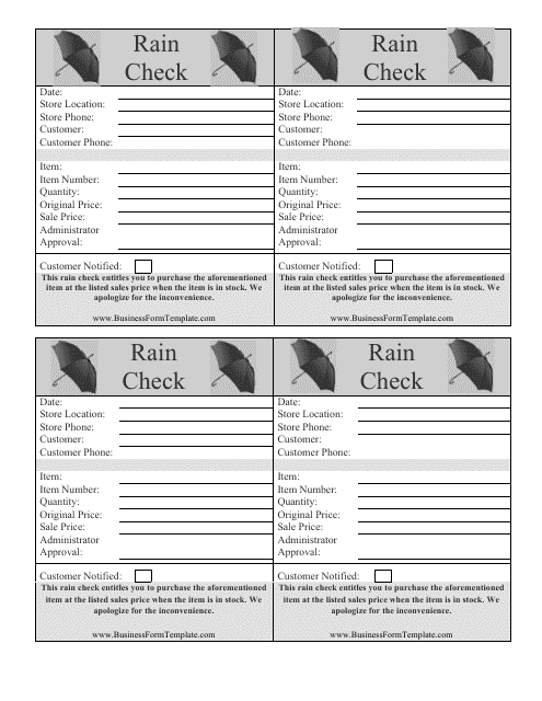 Rain Check Templates