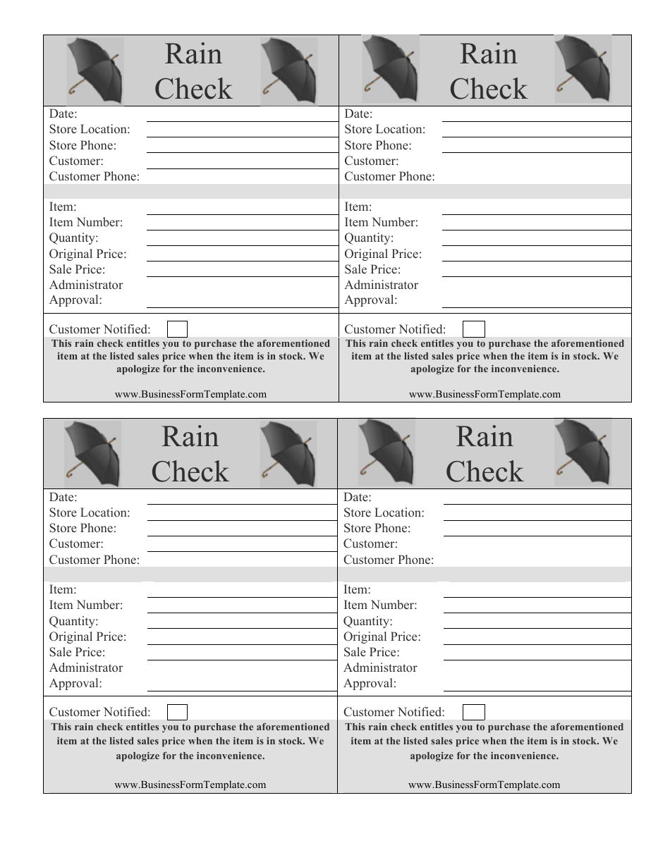 Rain Check Templates Download Printable Pdf Templateroller
