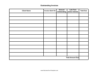 Document preview: Outstanding Invoices Spreadsheet Template
