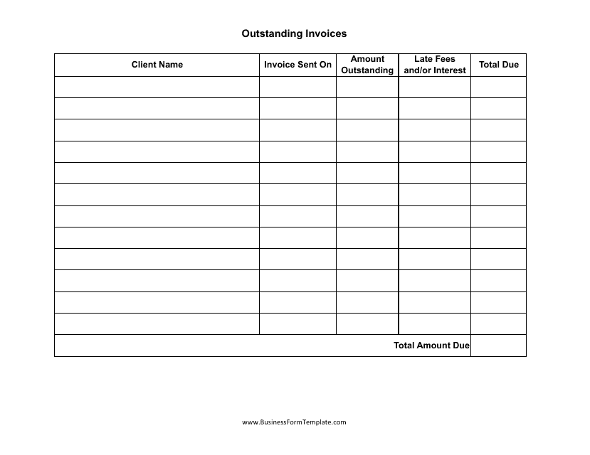 Outstanding Invoices Spreadsheet Template