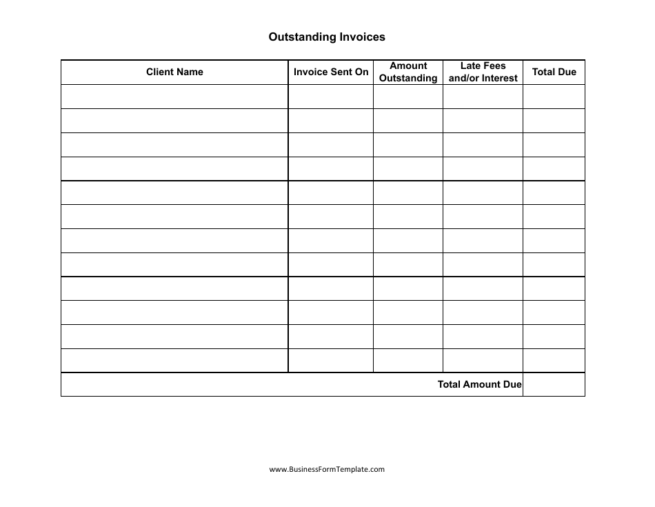 Outstanding Invoices Spreadsheet Template, Page 1