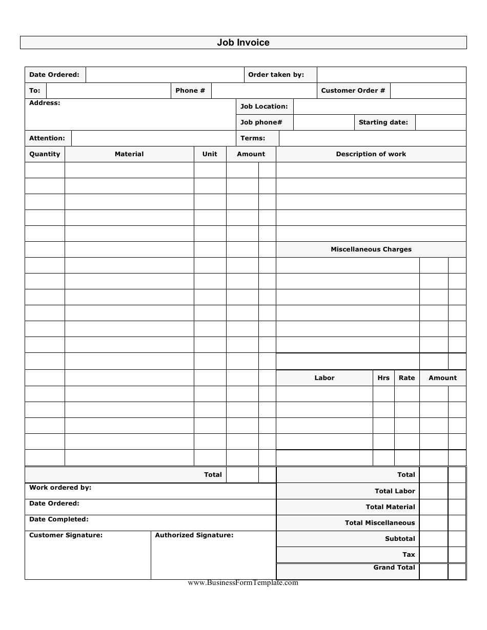 Job Invoice Template, Page 1
