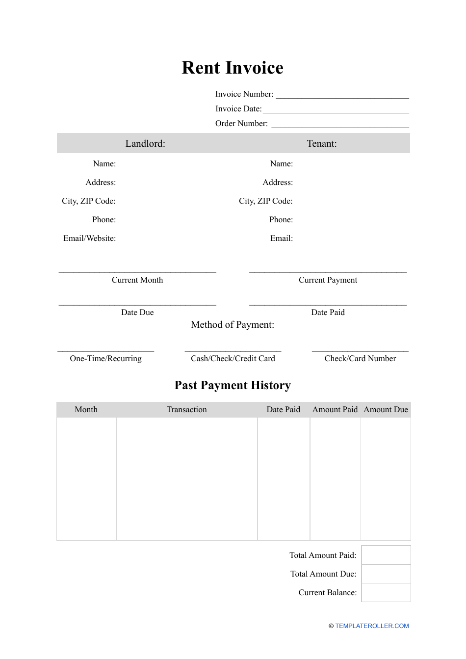 Rent Invoice Template, Page 1