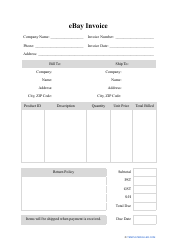 Document preview: eBay Invoice Template