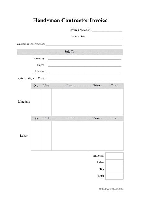 Handyman Contractor Invoice Template Download Pdf