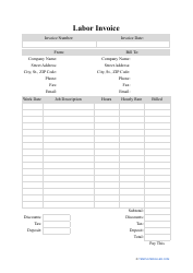Document preview: Labor Invoice Template