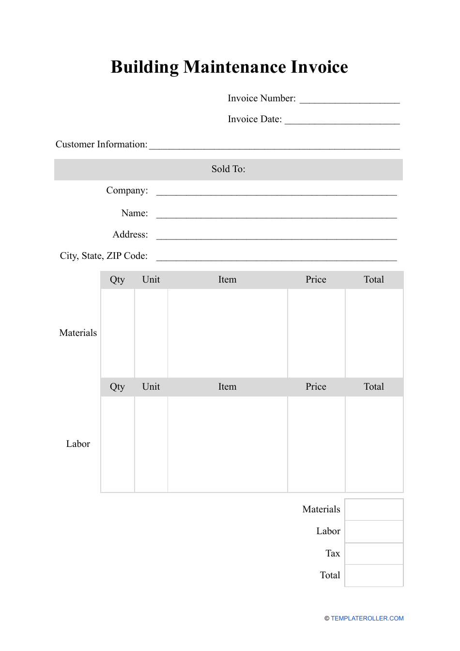 Building Maintenance Invoice Template Fill Out, Sign Online and