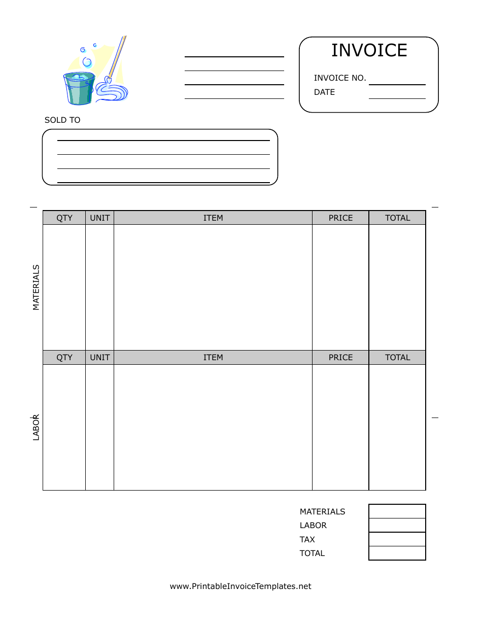 Housekeeping Invoice Template, Page 1
