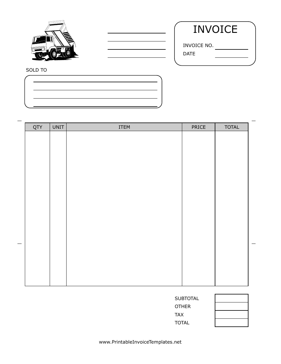 Hauling Invoice Template - Dump Truck, Page 1