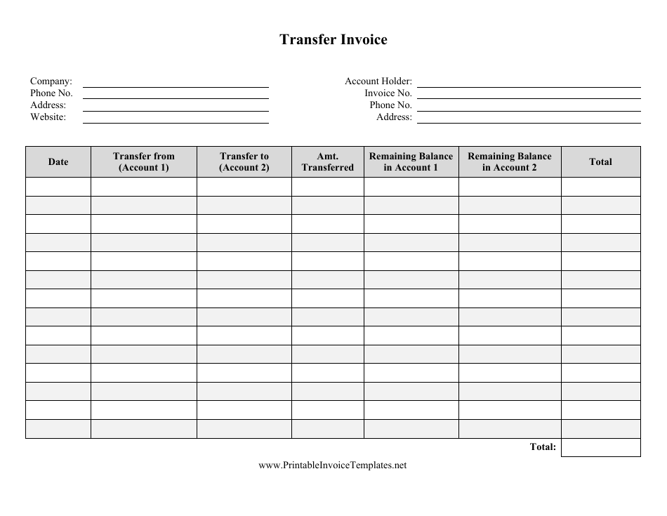 Transfer Invoice Template, Page 1