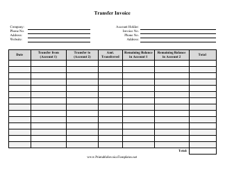 Document preview: Transfer Invoice Template