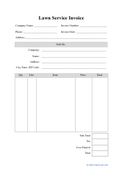 Document preview: Lawn Service Invoice Template