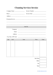 Document preview: Cleaning Service Invoice Template