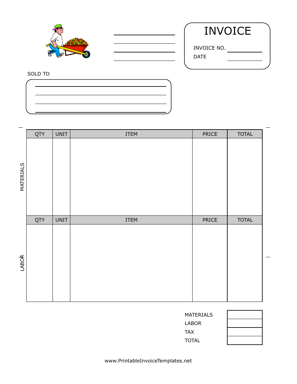 Landscape Contract Invoice Template, Page 1