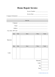 Document preview: Home Repair Invoice Template