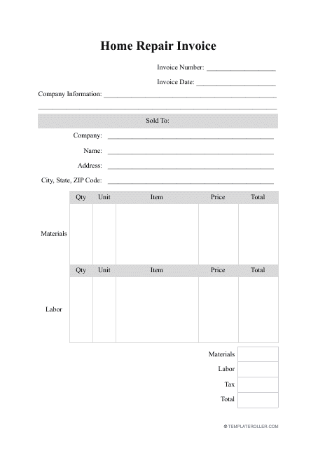 home repair invoice template download printable pdf templateroller