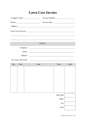 Document preview: Lawn Care Invoice Template