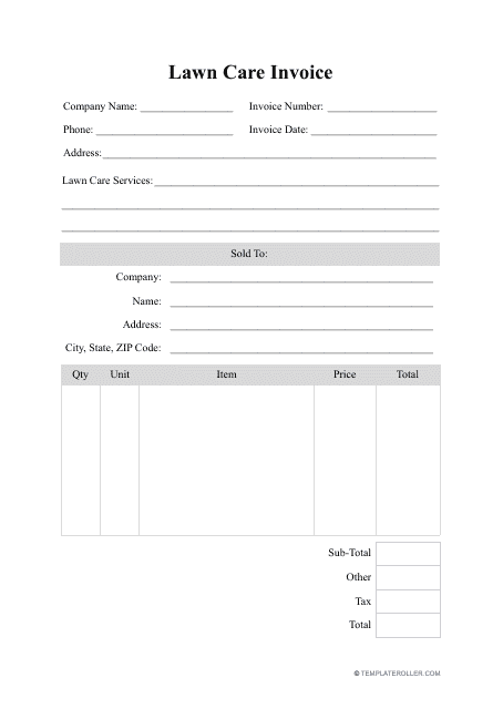 Lawn Care Invoice Template Download Pdf