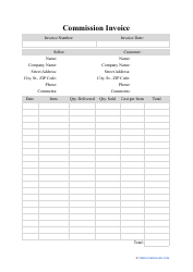 Document preview: Commission Invoice Template
